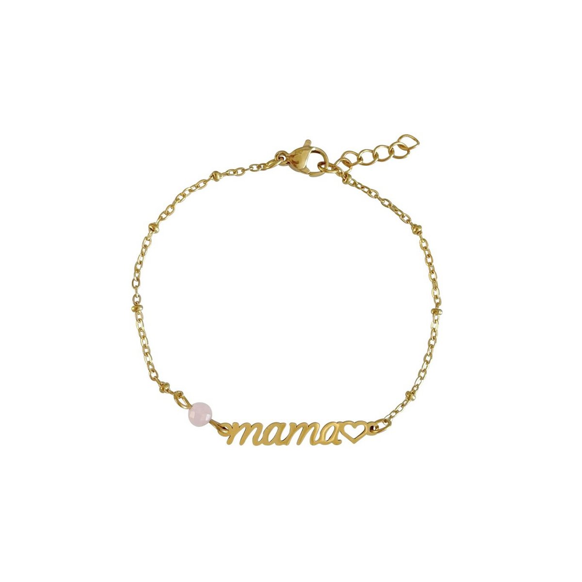 Mama & Rosenquarz-Armband – Gold