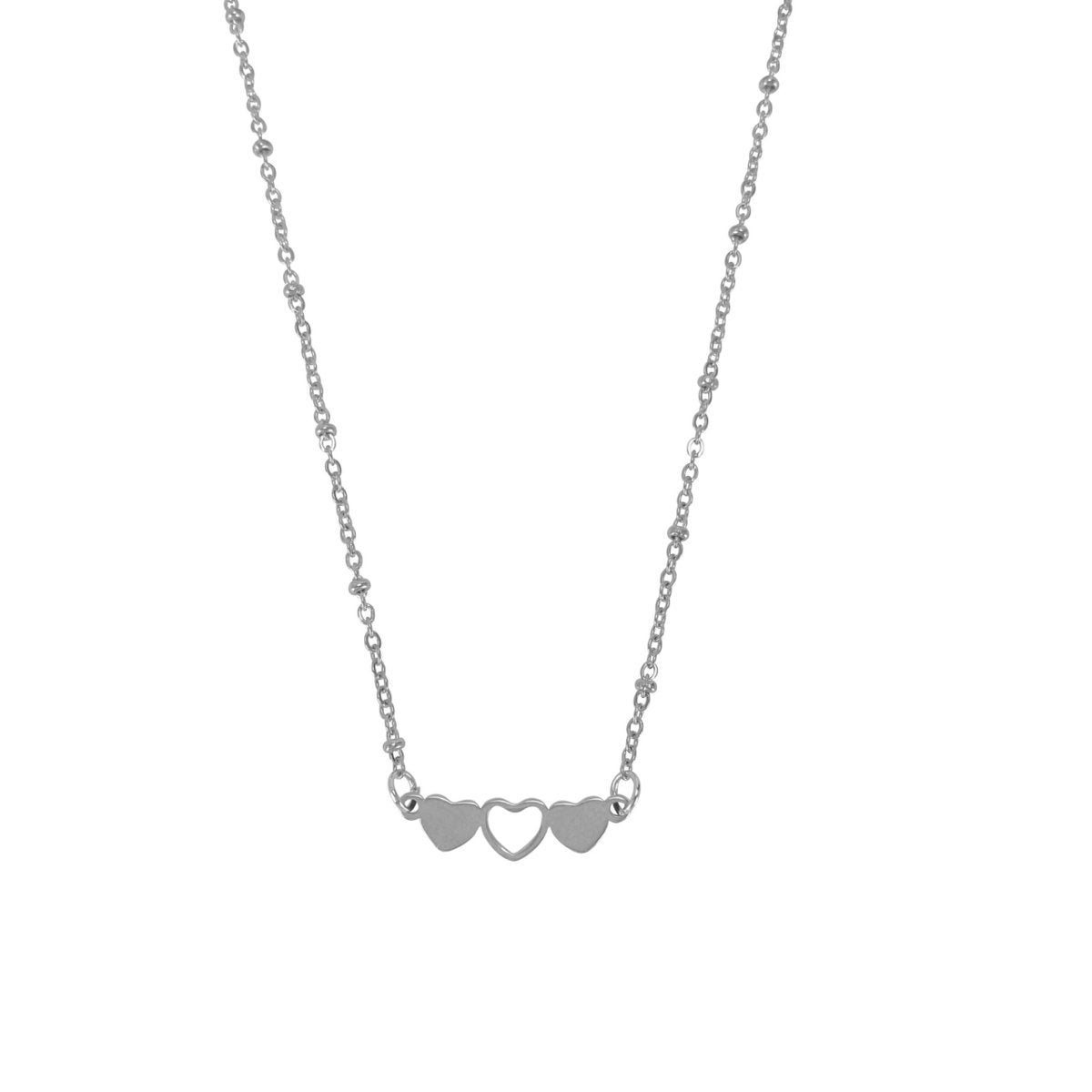 Halskette mit 3 Herzen - Silber
