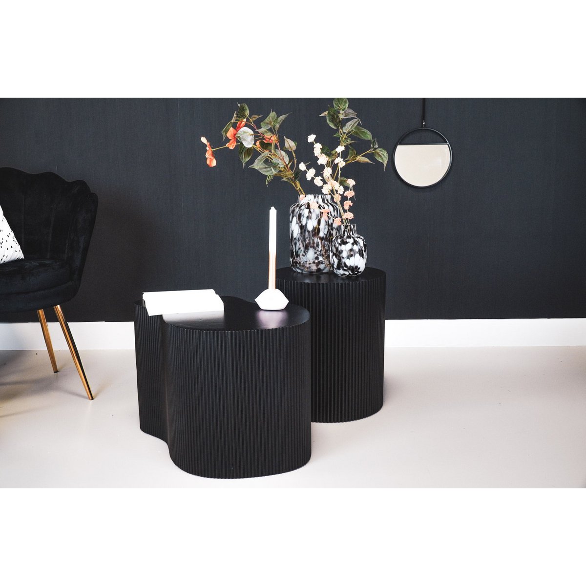Beistelltisch / Säule Zylinder - MDF - Schwarz - 39x45 cm