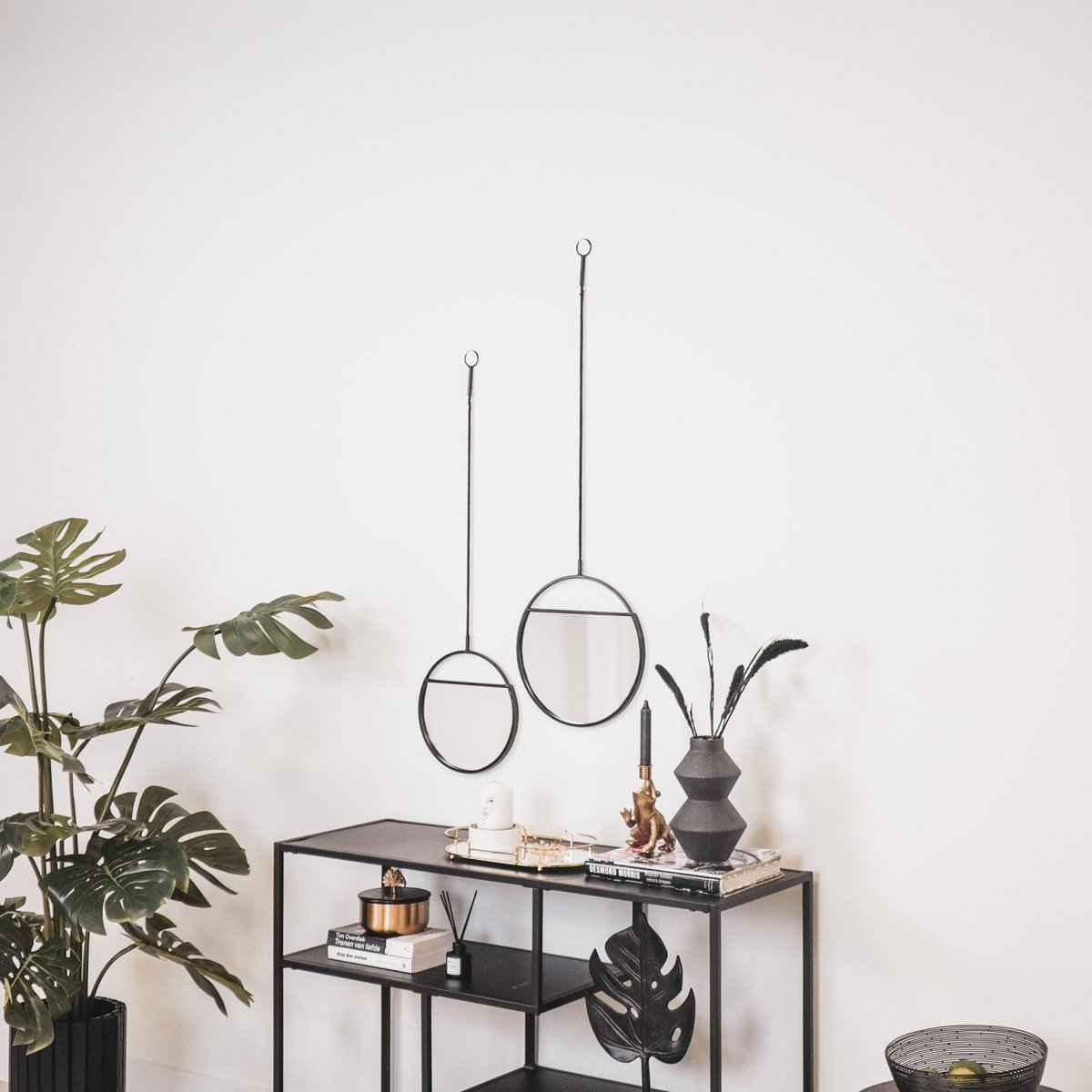 Runde Wandspiegel - Metall - Black - 25x90 cm & 30x100 cm