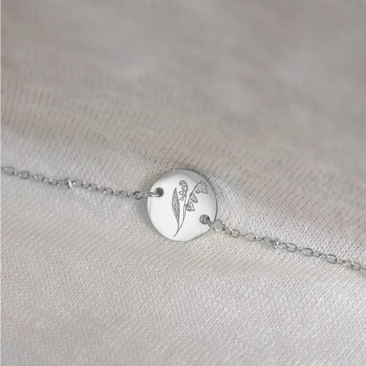 Silbernes Geburtsblumen-Armband (kann pro Monat bestellt werden)