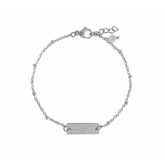 Armband „Mutter und Kind“ mit Rosenquarz - Silber