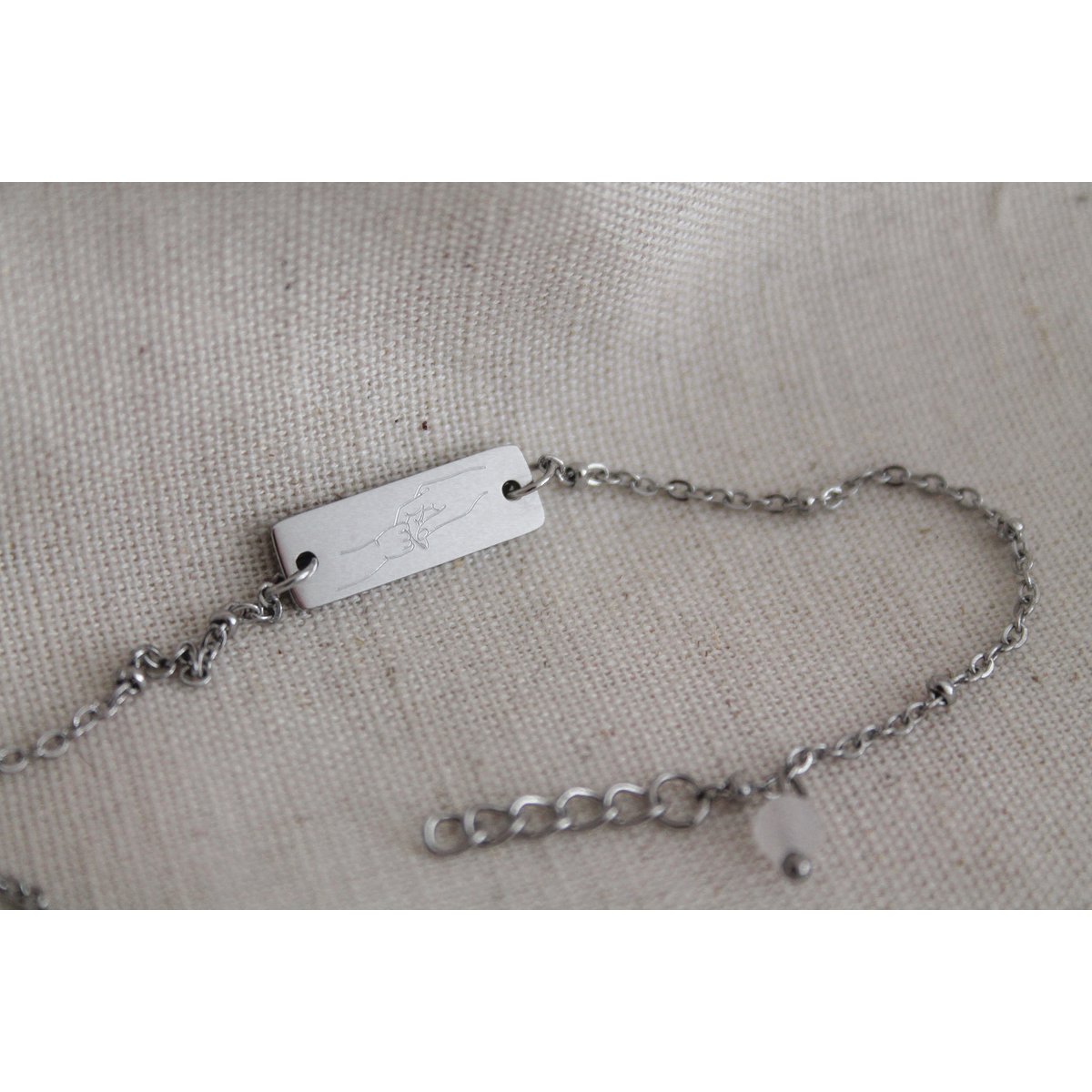 Armband „Mutter und Kind“ mit Rosenquarz - Silber