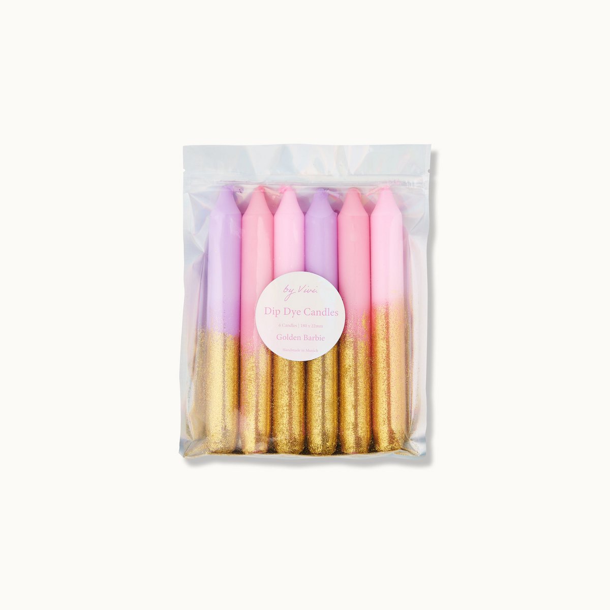 Dip Dye Kerzen „Glitter Golden Barbie“