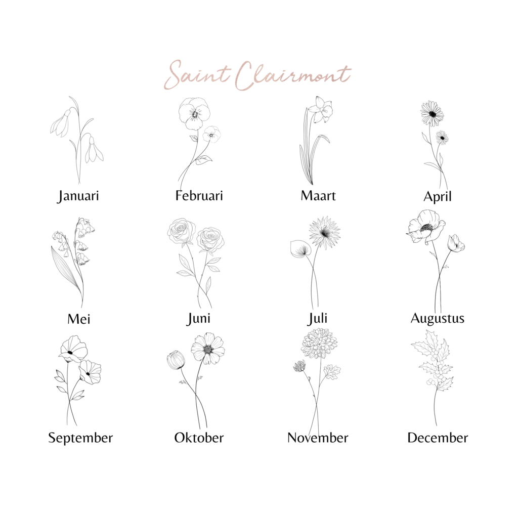Silbernes Geburtsblumen-Armband (kann pro Monat bestellt werden)