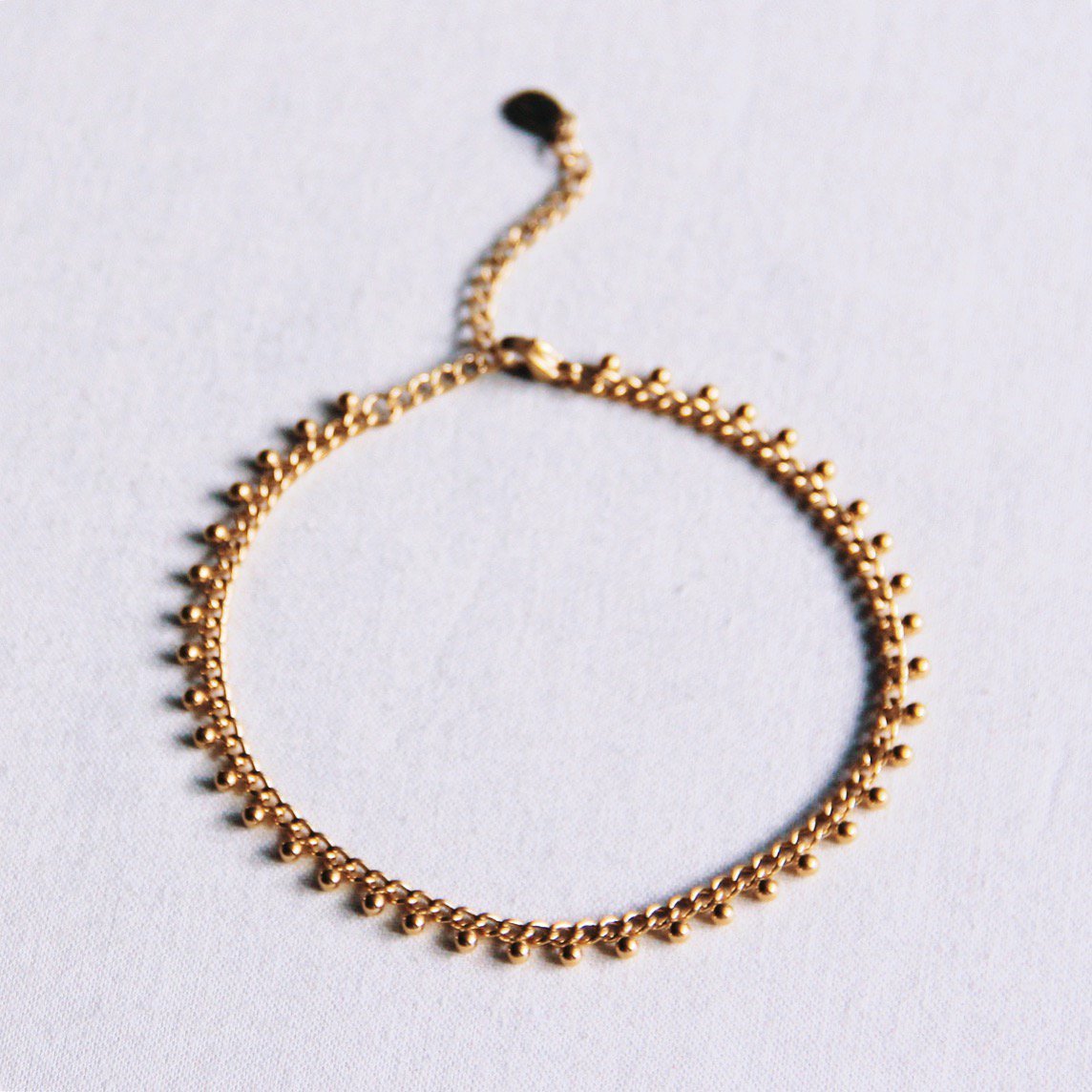 Fußkettchen aus Edelstahl mit Kugeln - Gold - AN916