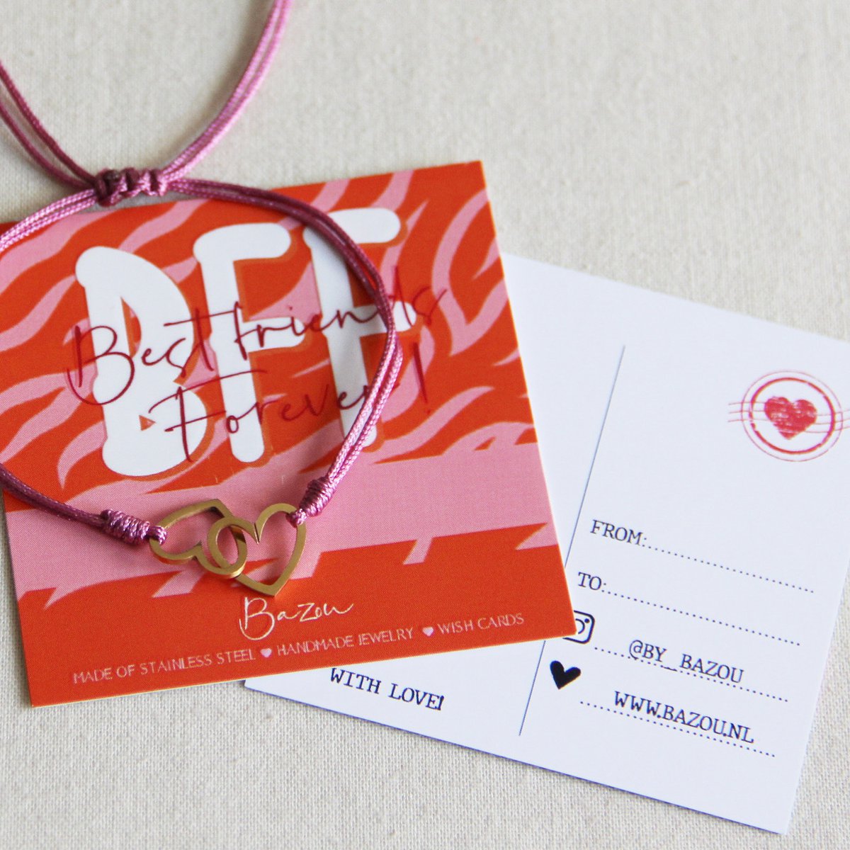Wishcard mit Satinarmband - BEST FRIENDS FOREVER