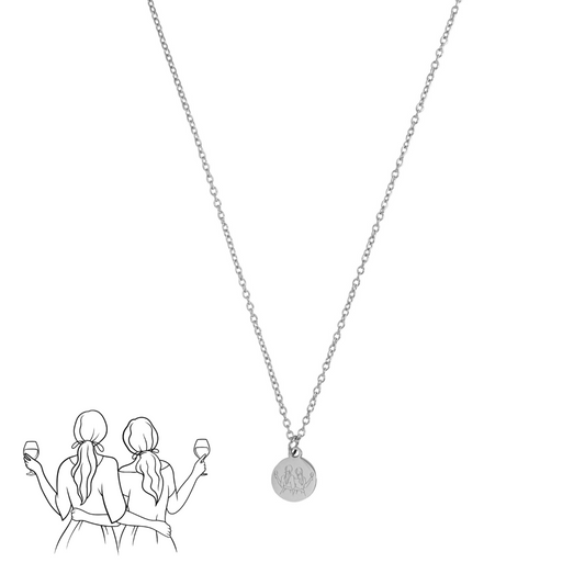Halskette „Freundinnen und Weine“ – Silber