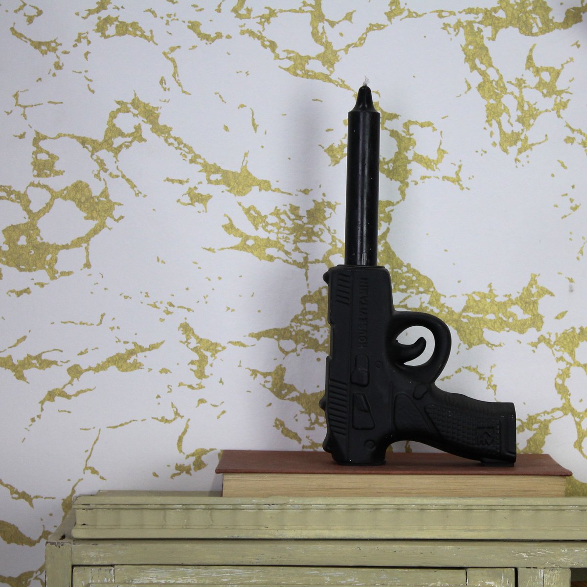 Kerzenhalter - Gun - Keramik - Schwarz - 12x5x12cm