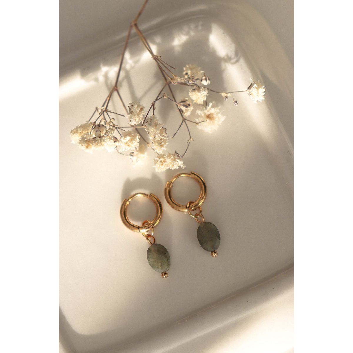 Creolen mit Labradorit - Gold
