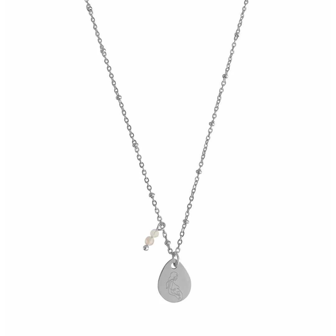Halskette „Schwangere“ mit Rosenquarz - Silber