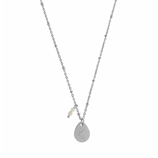 Halskette „Schwangere“ mit Rosenquarz - Silber