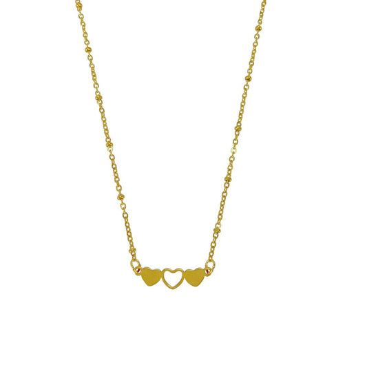 Halskette mit 3 Herzen - Gold