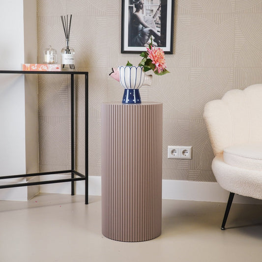 Beistelltisch / Säule Zylinder - MDF - Taupe - 30x65 cm