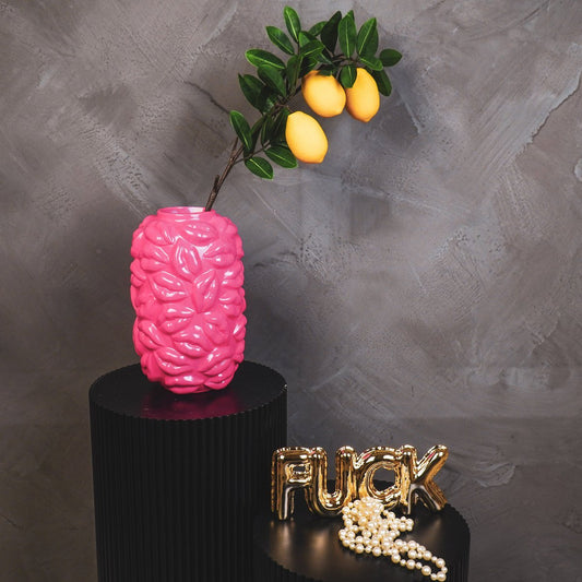 Vase "Kisses" Keramik - Neon Pink - 17x17x27cm