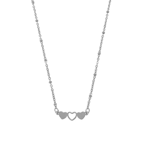Halskette mit 3 Herzen - Silber