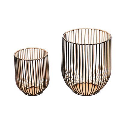 Kerzenhalter - Schwarz/Gold - 13x13x16cm|9x9x11cm