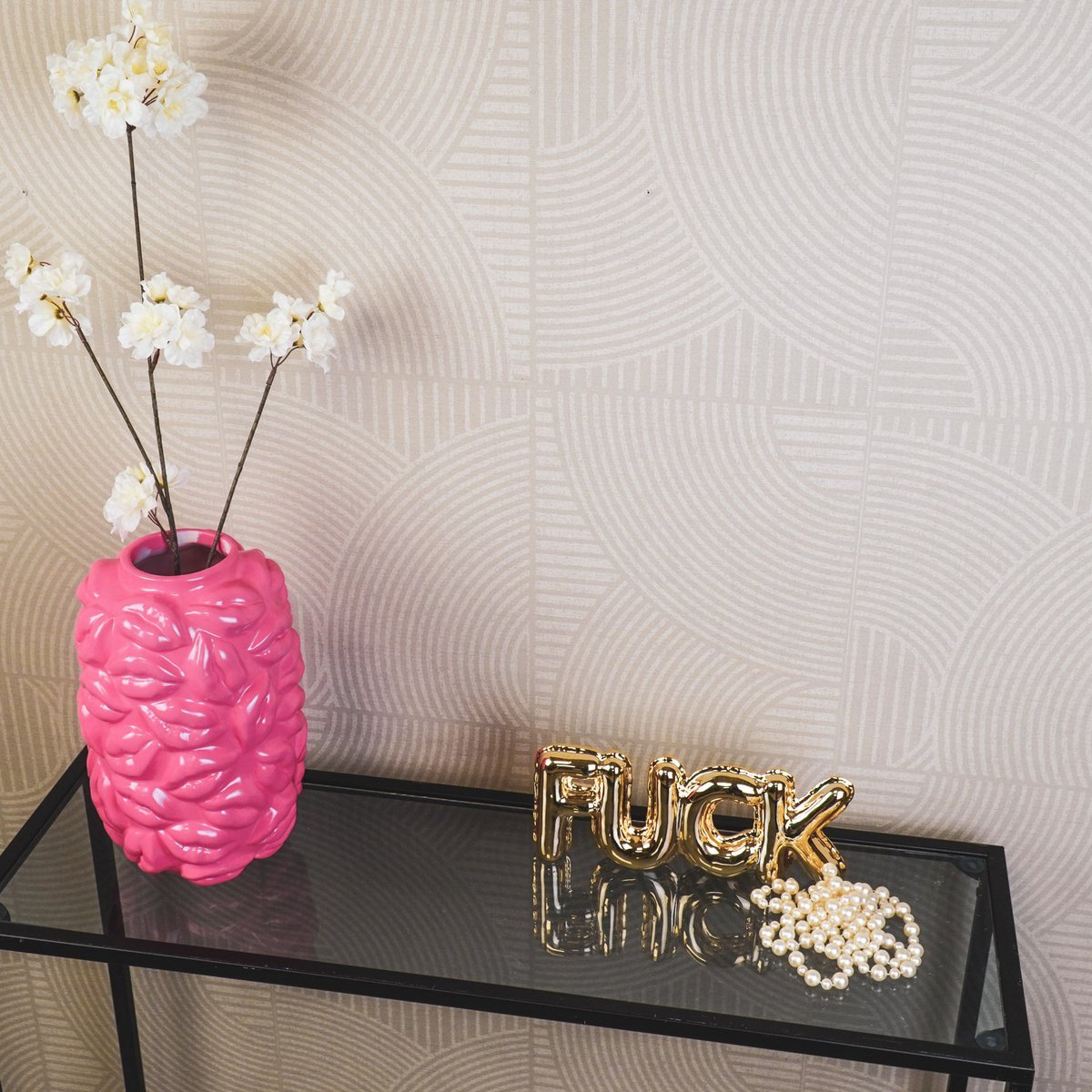 Vase "Kisses" Keramik - Neon Pink - 17x17x27cm