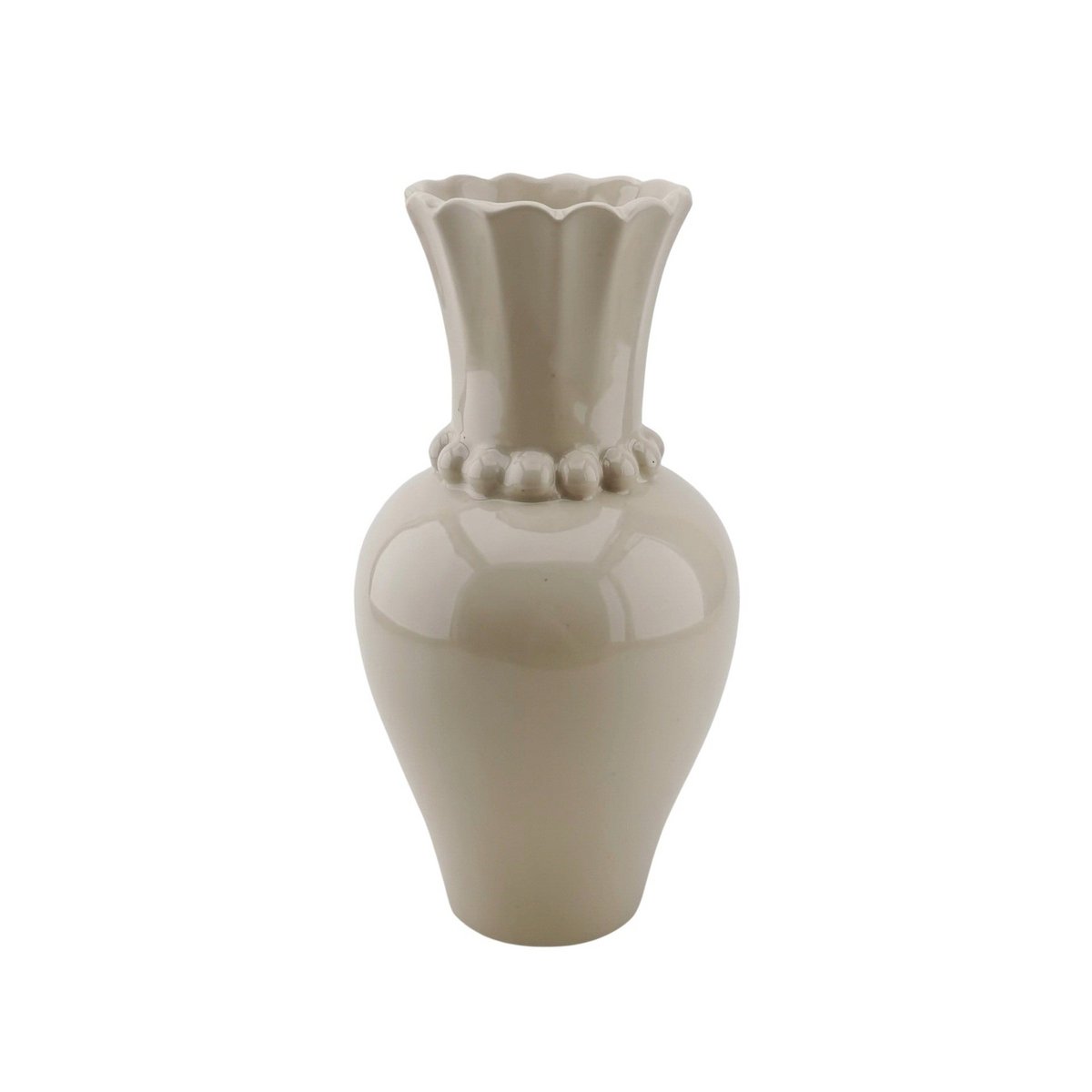 Vase - Perlenhals - Sand 12x12x24 cm