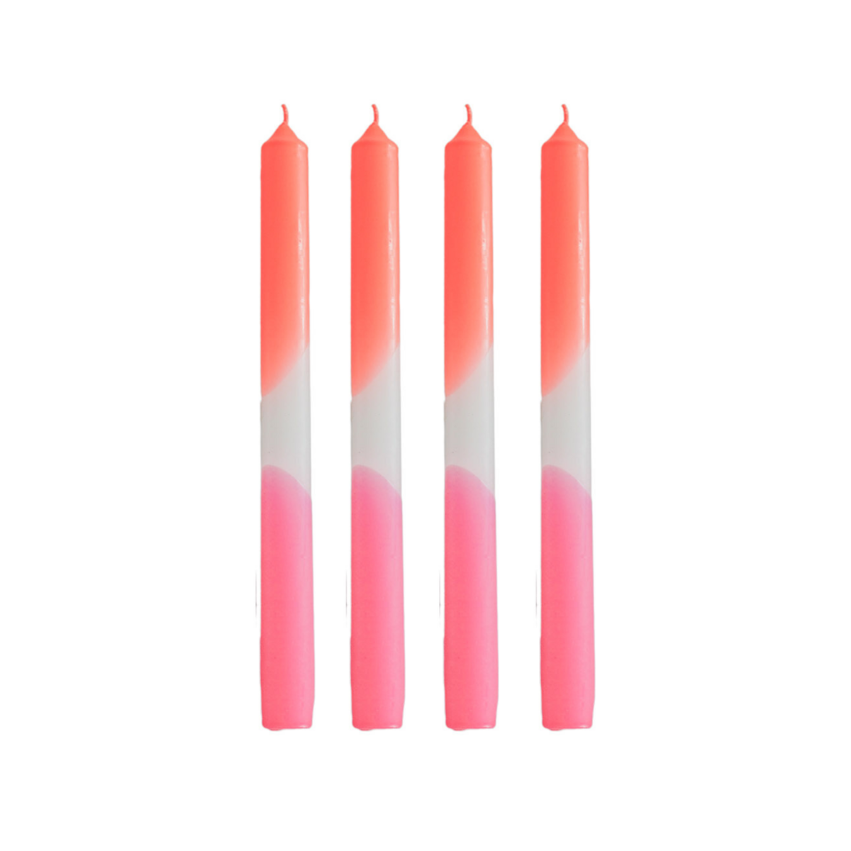 Kerzen - Dip Dye Capers - Neon Pink/Weiß/Neonrot - 2,1x25 cm