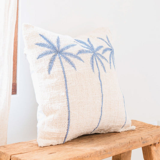 Kissenbezug aus Baumwolle mit Palmenmuster – Boho-gesticktes Kissen – dekoratives Kissen – bestickter Kissenbezug 40 x 40 oder 50 x 50 cm ANARKA