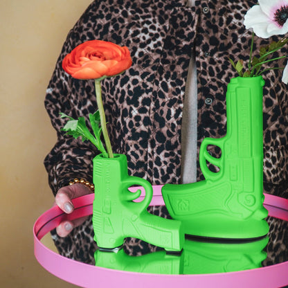 Vase - Gun - Neon Grün - 15x9x23cm