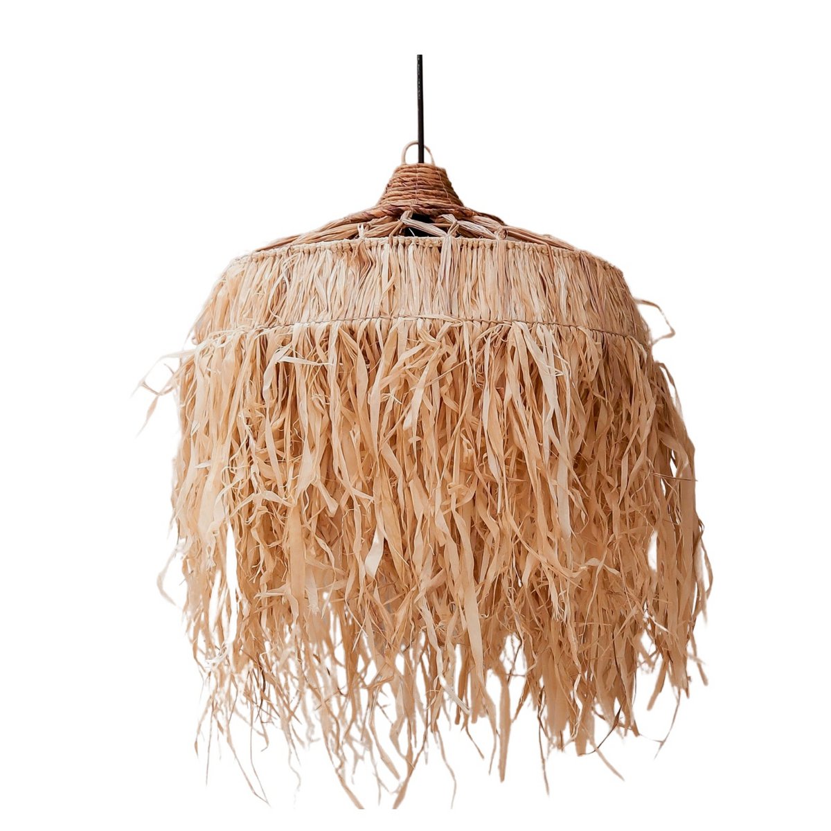 Bastlampe mit langen Fransen - Lampenschirm - Pendelleuchte KAWI (2 Größen)