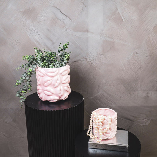 Topf "Kisses" Keramik - Hellrosa - 17,5x17,5x17,5cm