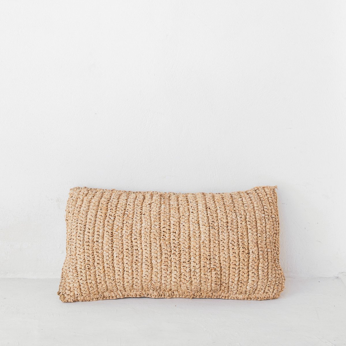 Raffia Dekokissen 50x30 cm mit Füllung
