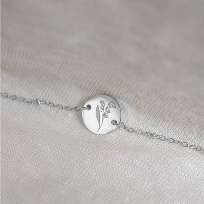 Silbernes Geburtsblumen-Armband (kann pro Monat bestellt werden)