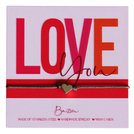 Wishcard mit Satinarmband - LOVE YOU