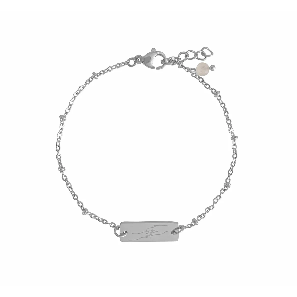 Armband „Mutter und Kind“ mit Rosenquarz - Silber