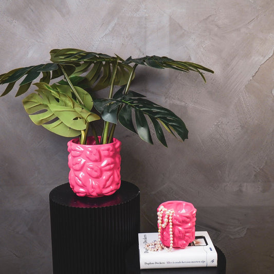 Topf "Kisses" Keramik - Neon Pink - 17,5x17,5x17,5cm