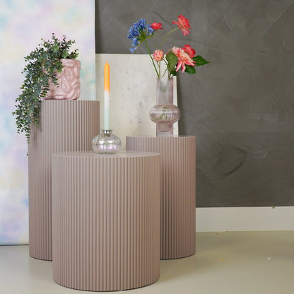 Beistelltisch / Säule Zylinder - MDF - Taupe -30x54cm