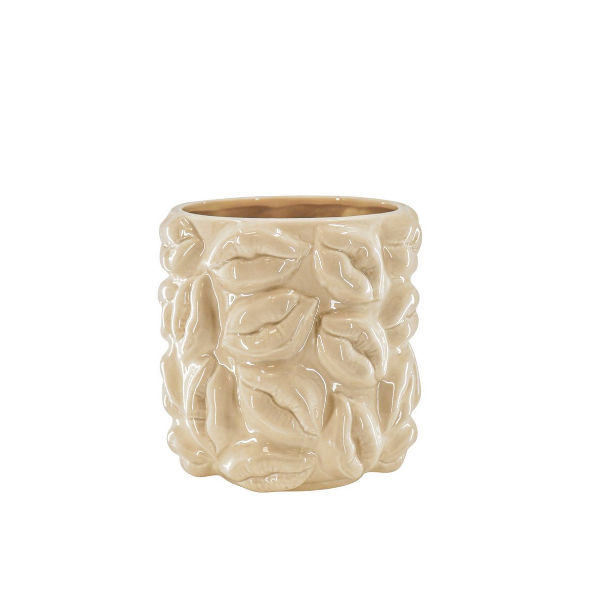 Topf "Kisses" Keramik - Beige - 17,5x17,5x17,5cm