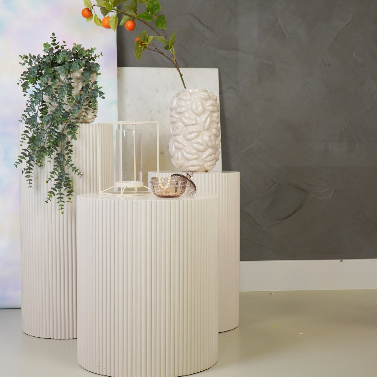Beistelltisch / Säule Zylinder - MDF - Sand - 30x65 cm