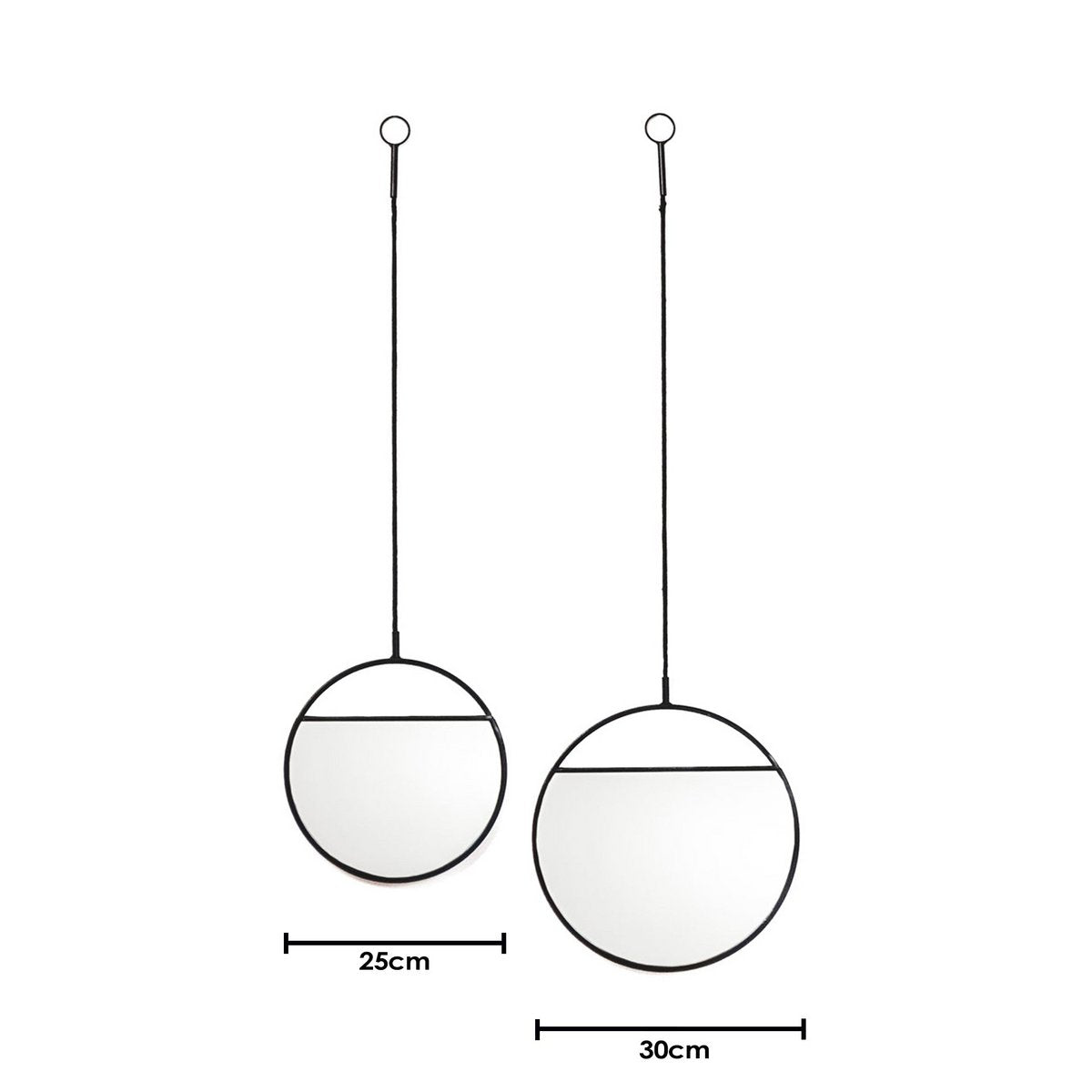Runde Wandspiegel - Metall - Black - 25x90 cm & 30x100 cm