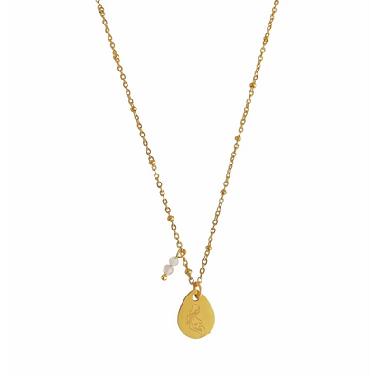Halskette „Schwangere“ mit Rosenquarz - Gold