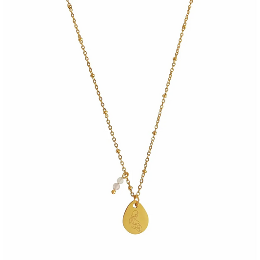 Halskette „Schwangere“ mit Rosenquarz - Gold