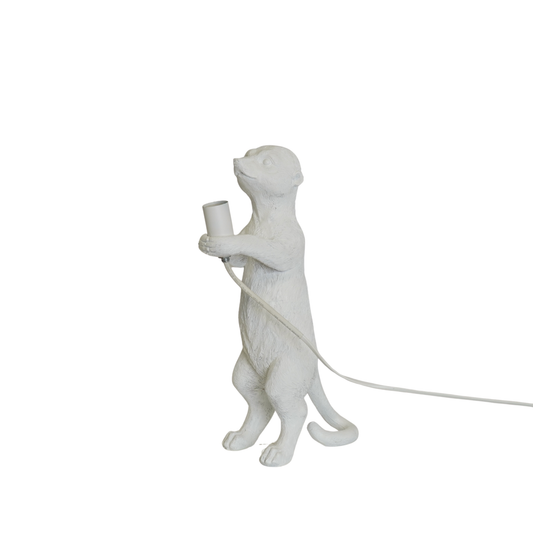 Lampe - Erdmännchen - Polyresin - Weiß - 15x10x38cm