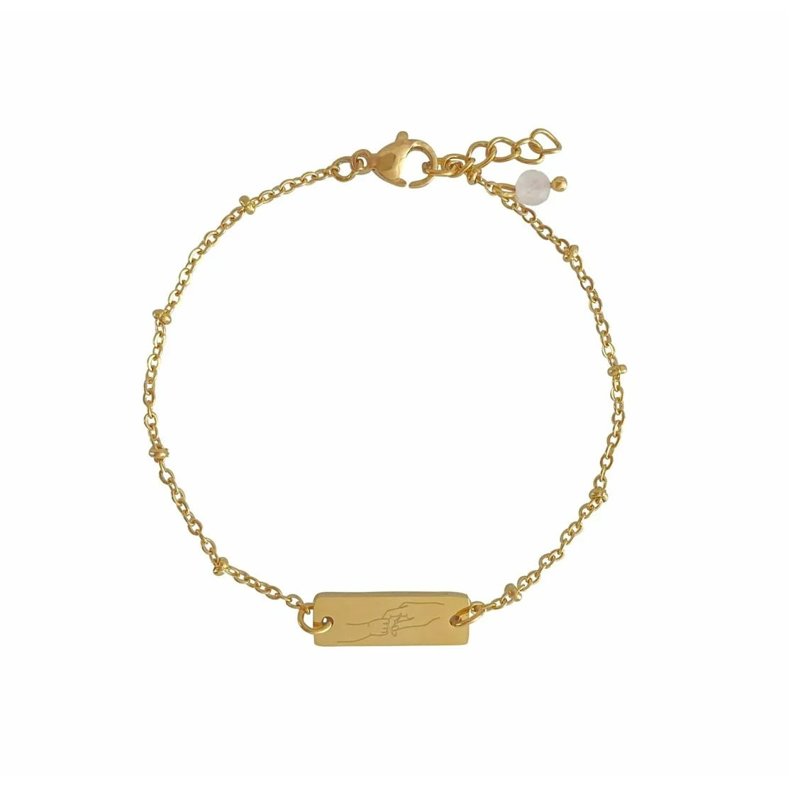 Armband „Mutter und Kind“ mit Rosenquarz - Gold