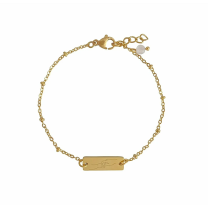 Armband „Mutter und Kind“ mit Rosenquarz - Gold