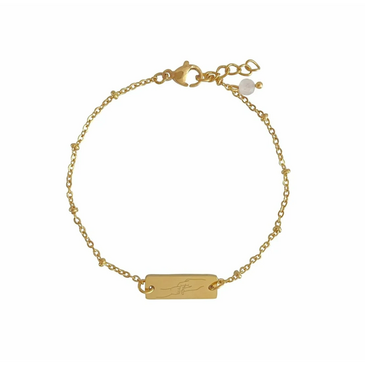 Armband „Mutter und Kind“ mit Rosenquarz - Gold