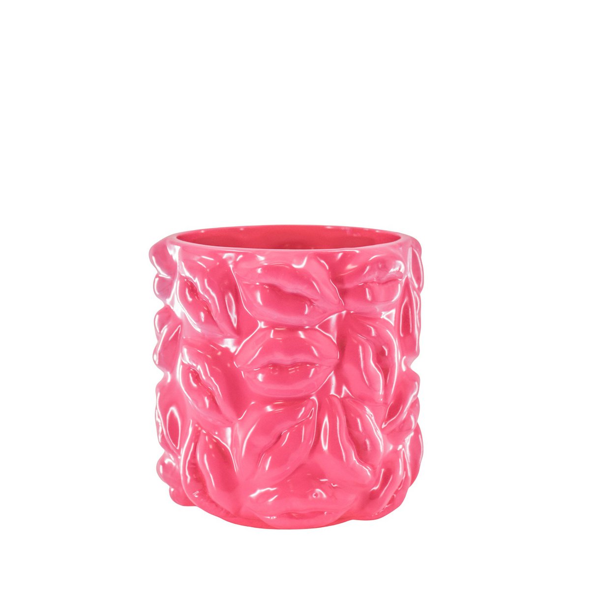Topf "Kisses" Keramik - Neon Pink - 17,5x17,5x17,5cm