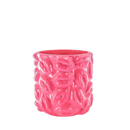 Topf "Kisses" Keramik - Neon Pink - 17,5x17,5x17,5cm
