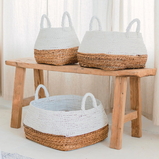 Aufbewahrungskorb weiß – Boho Dekokorb – quadratischer Wäschekorb