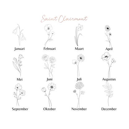 Silbernes Geburtsblumen-Armband (kann pro Monat bestellt werden)