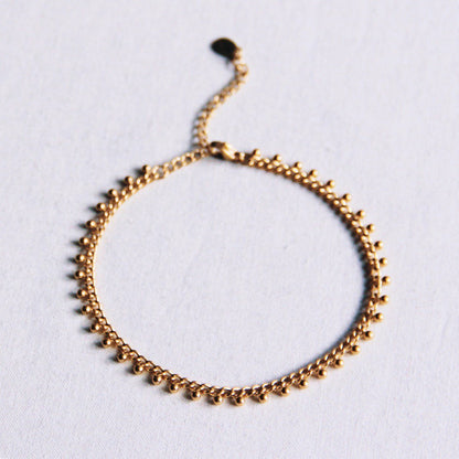 Fußkettchen aus Edelstahl mit Kugeln - Gold - AN916