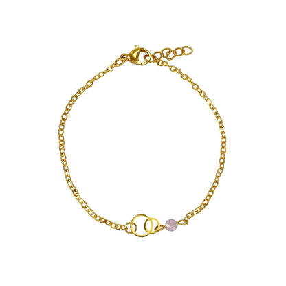 Armband mit Ringen & Rosenquarz - Gold
