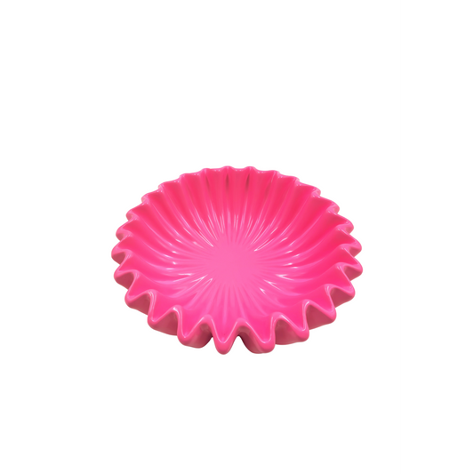 Schalen – Plissee-Schale – Keramik – Neon Pink – 20x20x7 cm